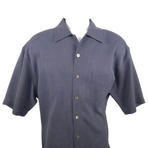 Per Lui‎ Per Lei Silk Button Up Short Sleeve Shirt Dressy Casual M